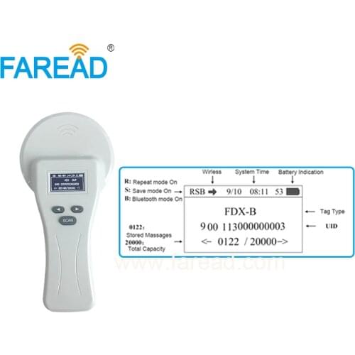 Android IOS bluetooth 125Khz 134.2khz LF FDX-A,HDX, FDX-B ear tag microchip pet chip reader for animals