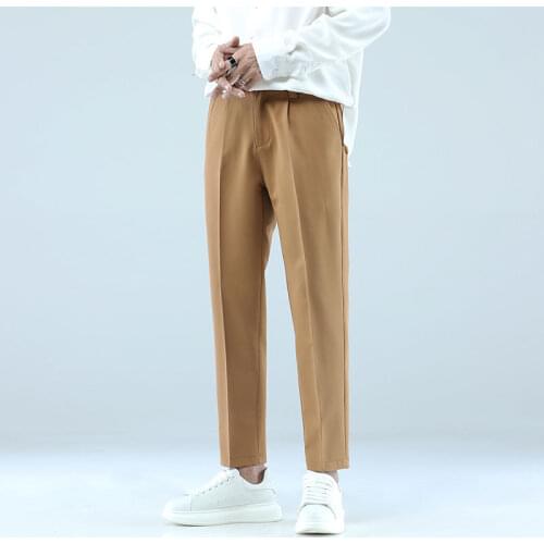 High-quality Solid Color Suit Pants For Men Korean Fashion Slim Formal Suit Pants For Men Social Straight Casual Pants For Men