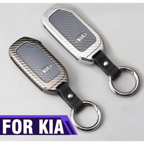 Car Key Case Cover Holder Alloy+TPU Carbon Fiber For KIA New Sportage R GT Stinger GT Sorento Ceed Cerato Forte Seltos Telluride
