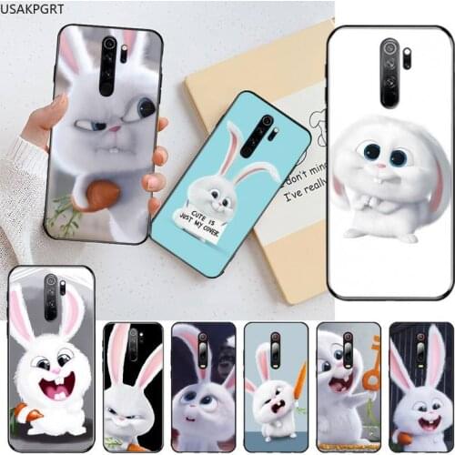 USAKPGRT rabbit cute cartoon animal Soft black Phone Case for Redmi Note 9 8 8T 8A 7 6 6A Go Pro Max Redmi 9 K20 K30