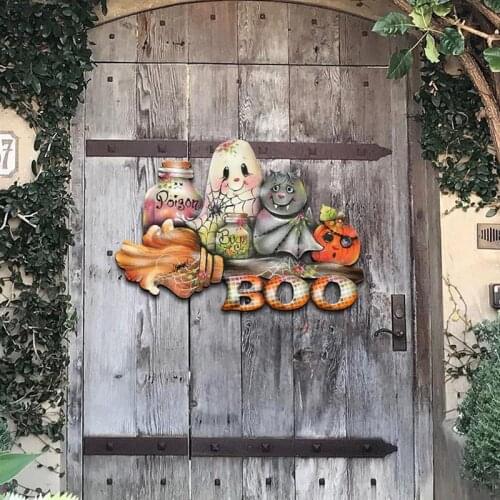 Wooden Halloween Pendant Door Hanging Pumpkin Ghost Pendant For Halloween Decoration Friends Anniversaire Unicorn Candle Natal