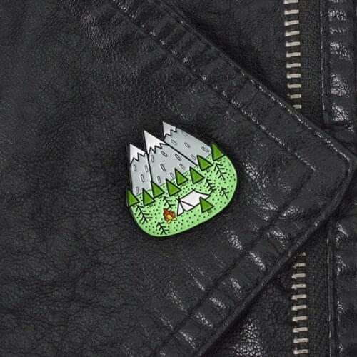 Mountains Wood Jungle Brooch Peak Nature Forest Camping Adventure Amateur Enamel Pin Badge Hat Bag Accessories Fashion Jewelry