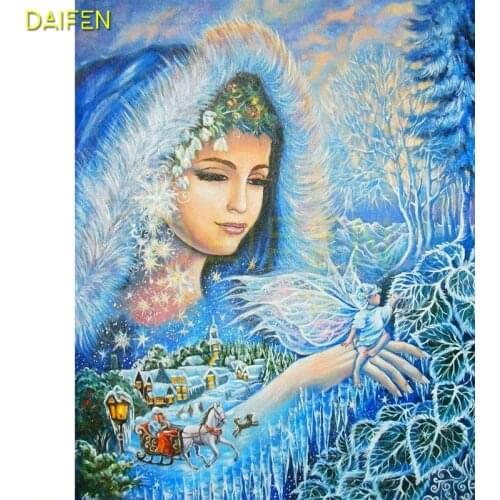 DIY 3D Diamond mosaic landscape Full Round Diamond painting Cross stitch Wings horse Full Square Diamond embroidery Snow Maiden