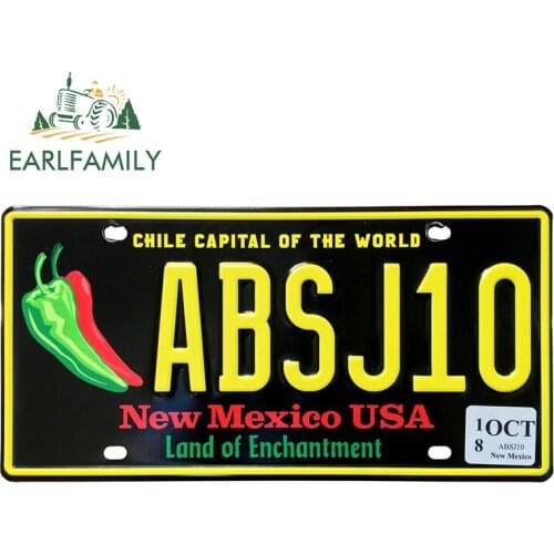 EARLFAMILY 30cm x 15.2cm for New Mexico License Plate Car Stickers Waterproof Scratch-proof Window Vehicle Vinyl Decoration