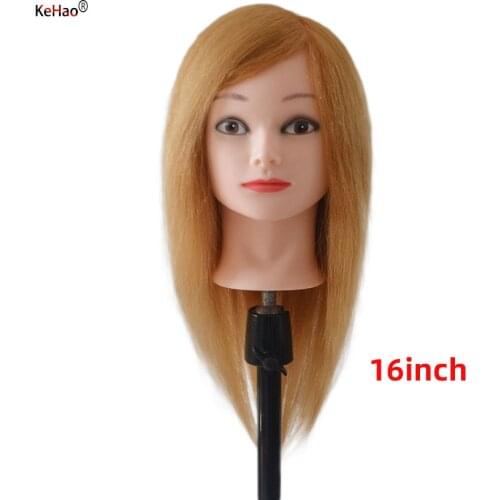 100% Natural Animal Hair Mannequin head for salon hairstyle making Hairdresser Natural Animal Hair Gold Mannequin Training Head