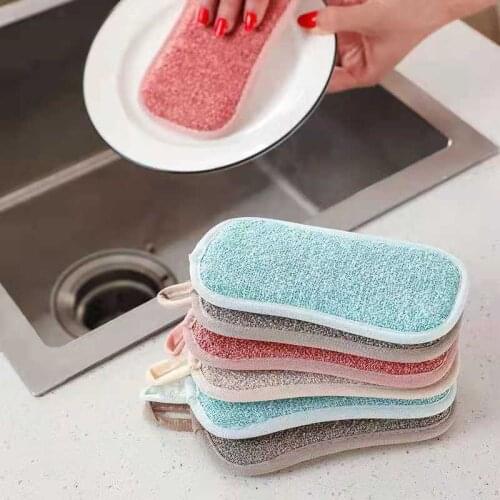 1/4Pcs Double Sided Scouring Pad Reusable Cleaning Magic Sponges Cloth Kitchen Cleaning Tools Wipers Decontamination Dish Towels
