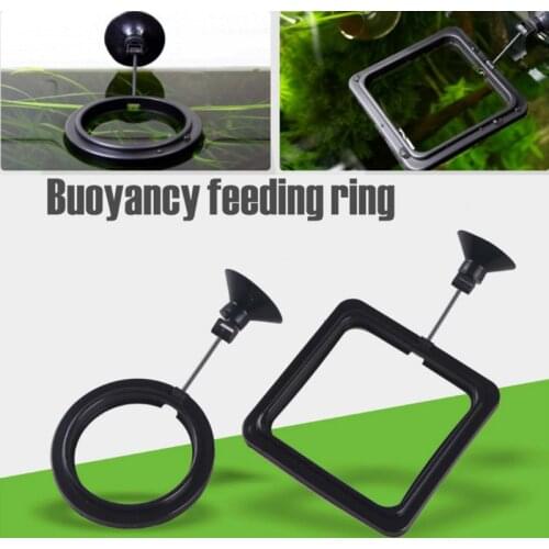 Aquarium Feeding Ring Fish Tank Floating Station Food Tray Square Round Feeder with Suction Cup Fish Tank Accessory C42