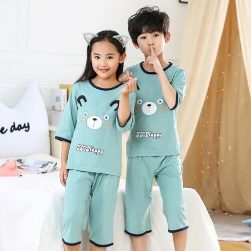 Summer Childrens Pajamas Baby Boy Clothes Cotton Pyjamas Kids T-shirt+Shorts 2pcs Cartoon Pajamas For Girls Boys Sleepwear Sets
