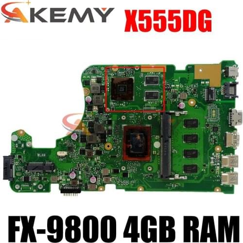 X555DG laptop mainboard with FX-9800 4GB RAM For Asus X555YI X555D A555D X555Y X555DG notebook motherboard tested full 100