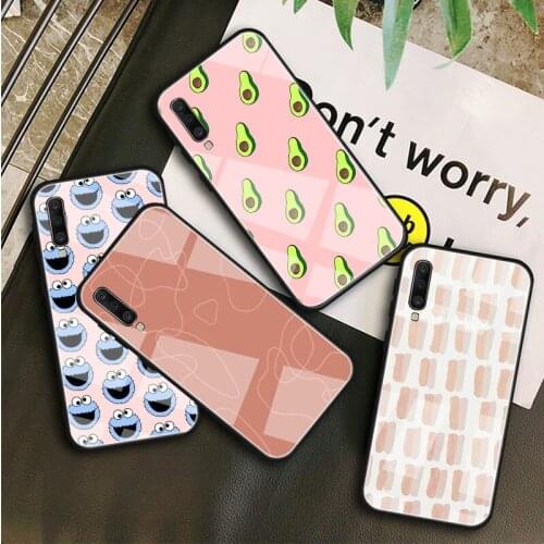 Cute patterns Tempered Glass Case For Samsung Galaxy A10S A10E A20S A20E A30S A40 A50S A60 A70 A80 A90 A6 A7 A8 Shell
