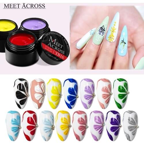 MEET ACROSS Color Gel Paint UV Gel Nail Polish Soak Off Nail Lacquer Nail Art Multicolor Glitter Nail Rainbow 3D Painting Gel