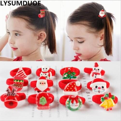 Fashion Girl Elastic Hair Bands Christmas Gift Rope Cotton Gum Ornaments Ponytail Holder Women 6pcs Ring Girls Hair Accessories