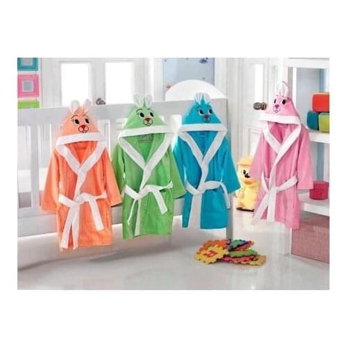 Fashion Solid Color Kids Bathrobe Flannel 100% Cotton 1-12 years Kids Hooded Bathrobe Toddler Baby Blanket Children