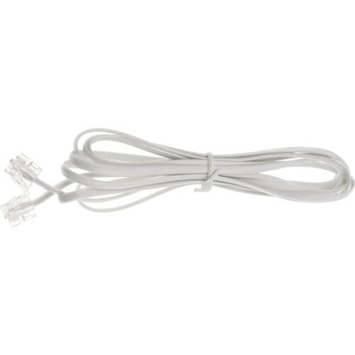 White RJ11 6Pin 2C Modular Telephone Extension Phone Cord Cable Line Wire