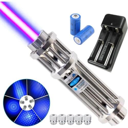 Powerful blue high-power laser flashlight tactical laser equipment 450nm 1000m focusable laser sight burning match/cigar/candle