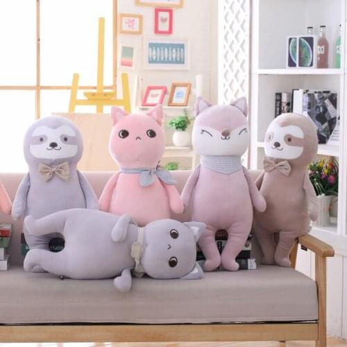 Cute Plush Pillow Stuffed Animals Soft Doll Sloth Fox Cat Plush Toys Birthday Gifts Children Girls Toys
