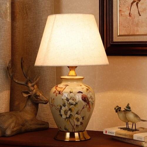 New Chinese Simple Warm and Romantic Ceramic Table Lamp For Home Bedroom Living Room Study Room American Warm Bedside Stand Lamp