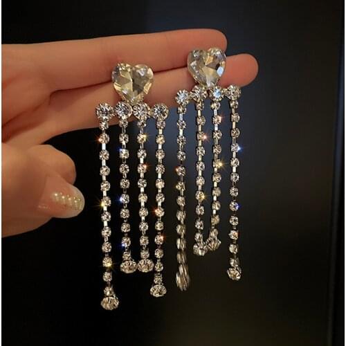 2021 New Luxury Famous Brand Fashion Baroque Tassels Rhinestone Drop Earrings Dangle Earrings For Women Party Gift