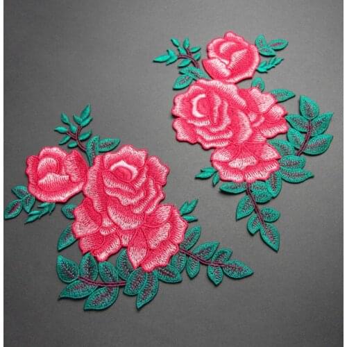 New high quality 13*21cm rose flower design parches bordados sewing embroidery patches for clothing