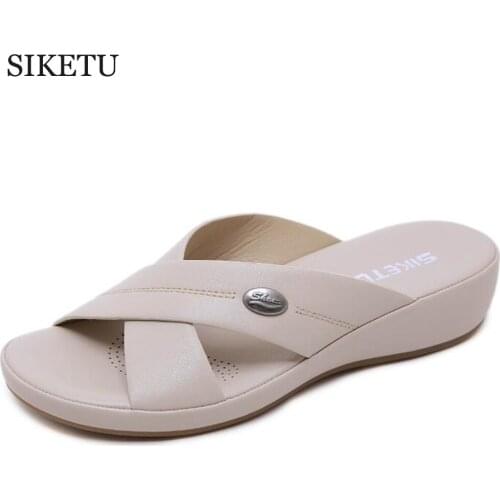 New Women Comfortable cross flip flop Outdoor Sandal Slippers Fashion Non Slip Beach Casual PU Sandal sandalia feminina hy62