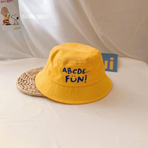 2021 Newborn Toddlers Children Cotton Bucket Hats Spring Summer Cap Korean Style Letters Print Baby Kids Outdoor Sun Shade Caps