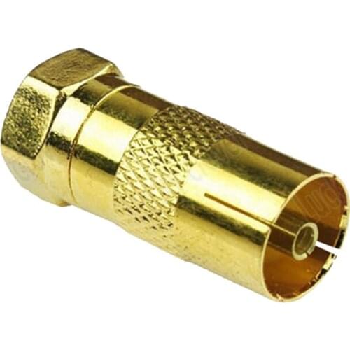 10pcs Gold Plated F Male TO PAL Female PLUG TV Coax Cable Connector