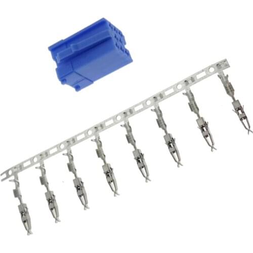10 Sets Blue MINI ISO 8Pin Port Connector For Volkswagen Audi Skoda VDO Blaupunkt Mini ISO Connector