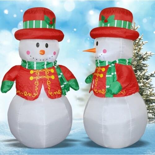 6ft Height Christmas Inflatable LED Lighted Snowman with Scarf Colorful Rotating Light Blow up Outdoor Yard New Year Decoration