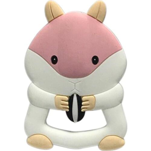 1pc Animal Silicone Teether Toys Necklace Accessories Infant Chew Silicone Beads Squirrel DIY Baby Teething BPA Free