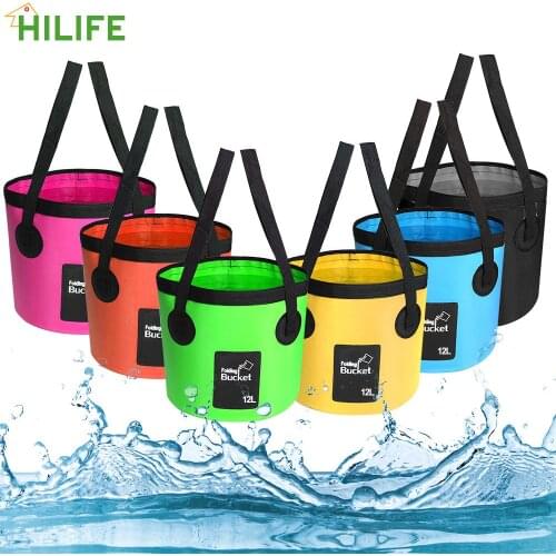 Folding Bucket Portable Outdoor Travel Foldable Water Bucket Bowl Sink Washing Bag 12L Car Wash Bucket