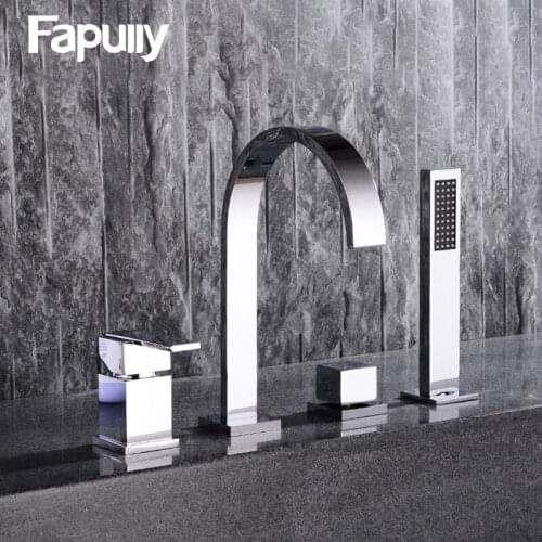 Fapully Bathroom Sink Faucet Flexible Hand Spray Chrome Basin Faucet Single Handle Pull Out Hot&Cold Water Mixer Bathtub Taps