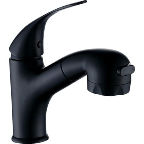 Basin Bathroom Faucet Pull Out Black Bath Sink Crane Copper Sink Mixer Taps Hot and Cold Deck Mounted Wash Faucet