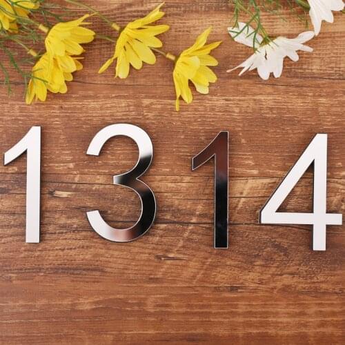 3D Digits 0-9 Mirror Plated Sticker Plate Sign Hotel Door Wall Number Plaque Modern Home Festival Birthday Party Decoration