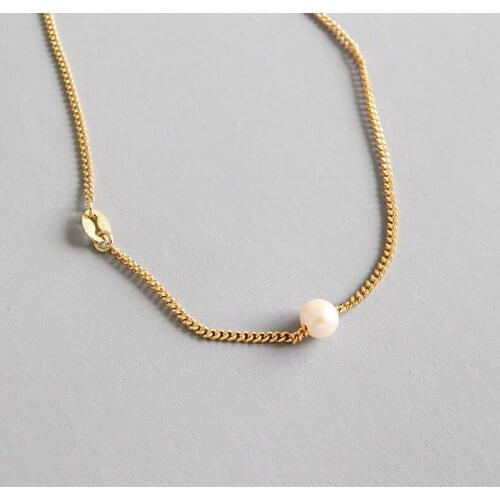 5mm 18K Ywllow Gold Plated 100% Authentic 925 Sterling silver Freshwater Pearl Necklace Pendant jEWELRY X75