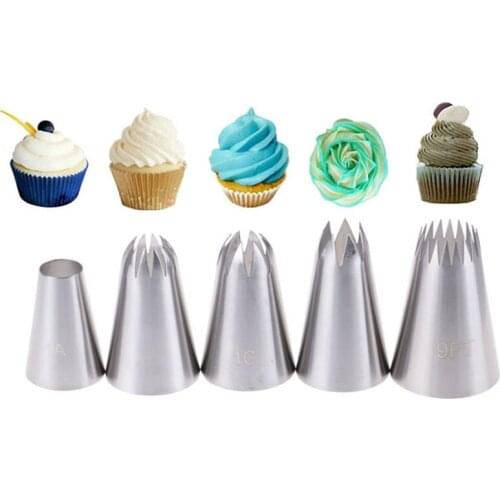5pcs Large Russian Icing Piping Pastry Nozzle Tips Cake Decorating Tool Nozzles