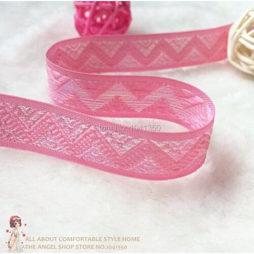 Zakka handmade accessories laciness ribbon woven Jacquard Ribbon with pink color 5/8" 16mm 20yards/lot
