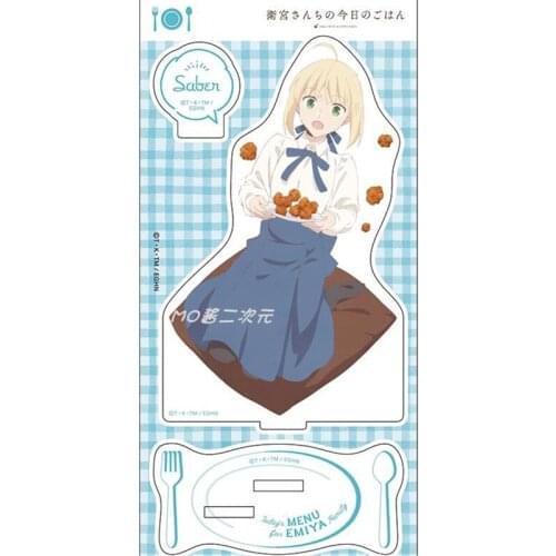 Anime Todays MENU for EMIYA Family Saber Tohsaka Rin Double Inserted Stand Figure Cosplay Acrylic Desk Model Display Toy Gifts