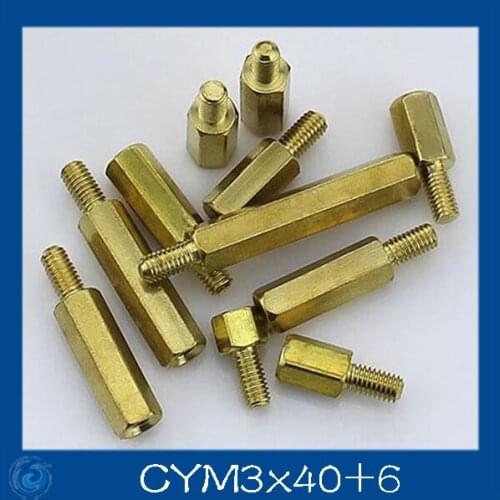 Free shipping M3*40+6mm Column M3 Single head angle of six pillars/Brass screw/Six angle separation column/M3-Series Screw cap