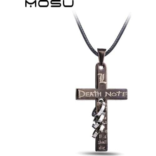 Hot Anime Death Note Black Gold Metal Necklace Cross Logo Pendant Cosplay Accessories Women Men Jewelry Necklaces & Pendants
