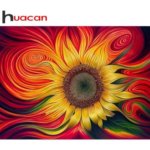 Huacan Diamond Painting Flowers Full Square/Round Crystal Diamond Embroidery Sunflowers Cross Stitch Mosaic Beadwork Home Decor