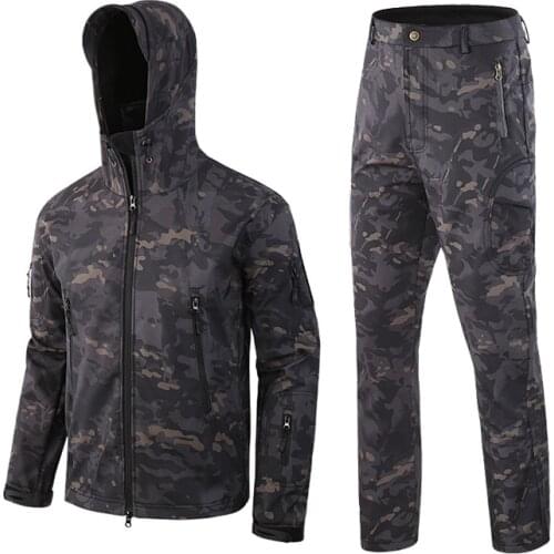 Camouflage Hunting Clothing Shark Skin Soft Shell Lurker Tad V 4.0 Outdoor Tactical Military Fleece Jacket + Uniform Pants Suits
