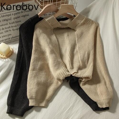 Korobov Korean Chic Elegant Women Cardigans Vintage Long Sleeve Female Vintage Sweaters 2020 New Autumn Crop Sueter Mujer