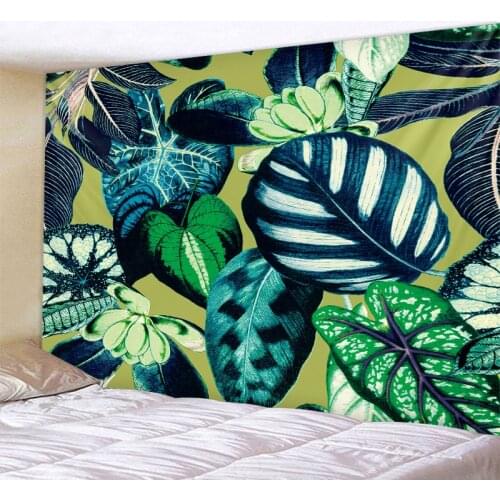 Tropical plant leaf printing tapestry wall hanging Nordic ins home living room bedroom fabric painting background decoration