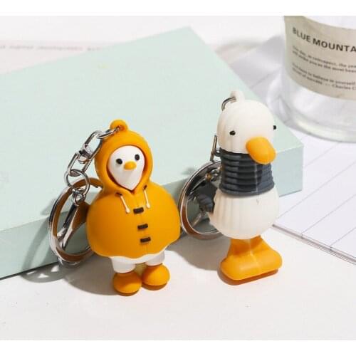 Cute Raincoat duck Boy Girl Keychain Kawaii Women Car Key Chains Purse Pendant Bag Charm Key Rings Holders Lovers Gift wholesale
