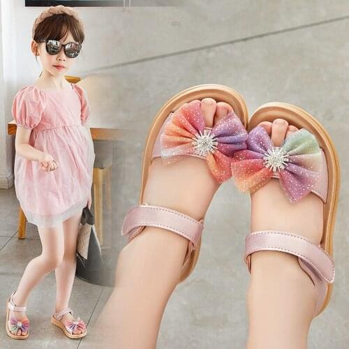 Princess Fashion Bow Sports Sandals Girls'Dress Party Shoes 2021 Kids Little Girl Beach Shoe Children 3 5 6 7 8 9 10 11 12 Year
