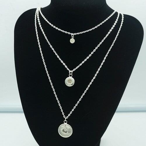 Fashion Trendy Multi-layer Chains snap necklace 50cm fit 12MM/18MM snap buttons jewelry wholesale DJ0033