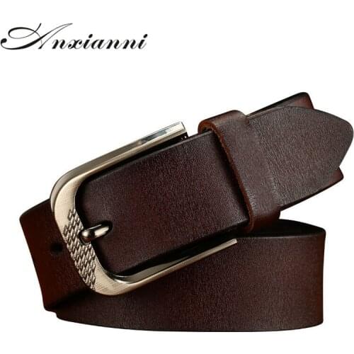 Anxianni Luxury Strap High Quality Genuine Leather Belt for Men Fashion Classic Pin Buckle Male Business Belt