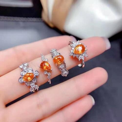 Natural 4 Style Finta Garnet Ring S925 Sterling Silver Fine Fashion High Quality Jewelry Suitable for Women MeibaPJFS