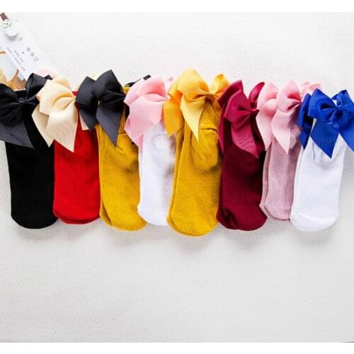 6pair/lot Anyongzu Baby Heel Bow Sock Cute Soft Cotton Children Socks Spring Summer Pure Color Anti Slip Kid Girls Socks 12cm