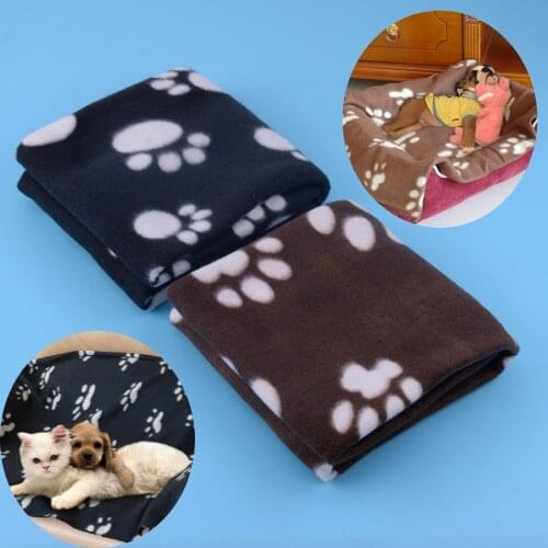 New Black/Brown Pets Cat Dog Paw Print Velvet Keep Warmer Blanket Beds Mat